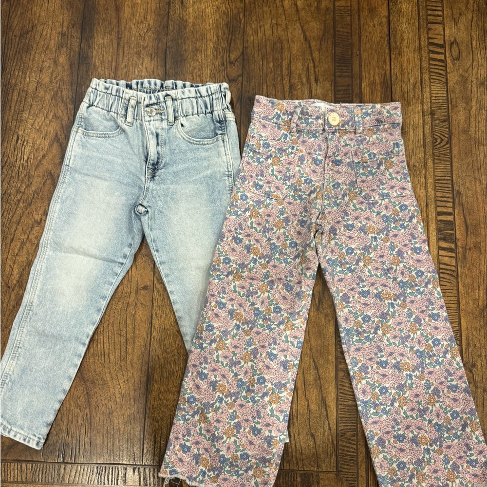 Kids' Floral and Denim Jeans Set